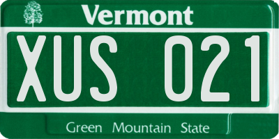 VT license plate XUS021
