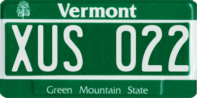 VT license plate XUS022