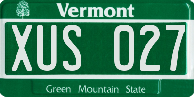 VT license plate XUS027