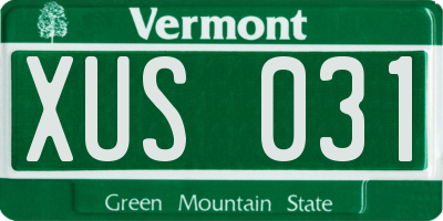 VT license plate XUS031