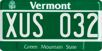 VT license plate XUS032