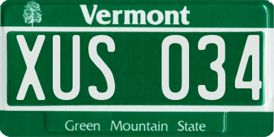 VT license plate XUS034