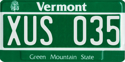 VT license plate XUS035