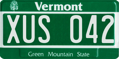 VT license plate XUS042