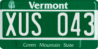 VT license plate XUS043