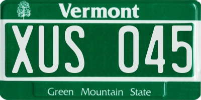 VT license plate XUS045