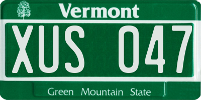 VT license plate XUS047