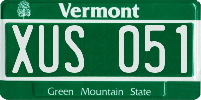 VT license plate XUS051