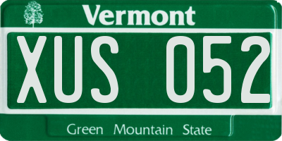 VT license plate XUS052