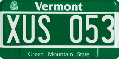 VT license plate XUS053