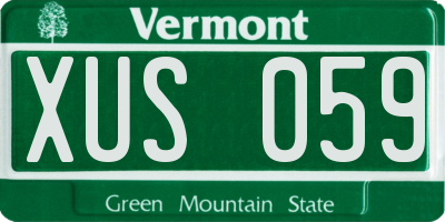 VT license plate XUS059