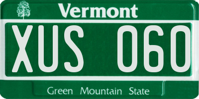 VT license plate XUS060