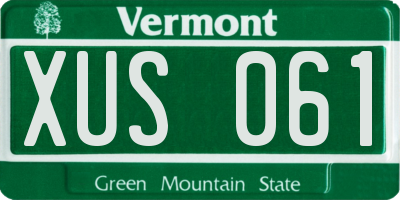 VT license plate XUS061