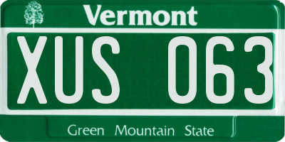 VT license plate XUS063