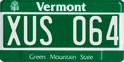 VT license plate XUS064