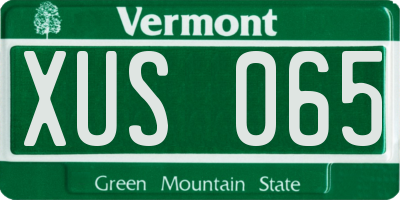 VT license plate XUS065