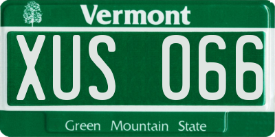 VT license plate XUS066