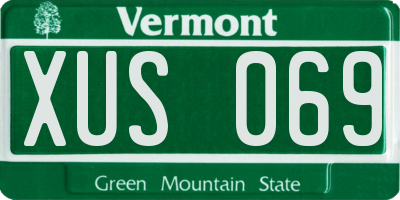 VT license plate XUS069