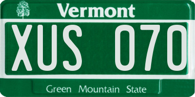 VT license plate XUS070