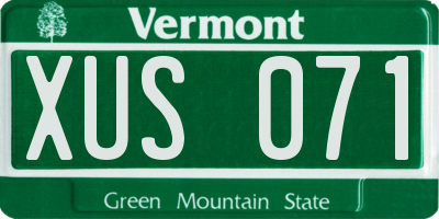 VT license plate XUS071