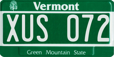 VT license plate XUS072