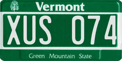 VT license plate XUS074