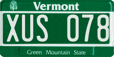 VT license plate XUS078