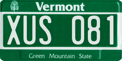 VT license plate XUS081