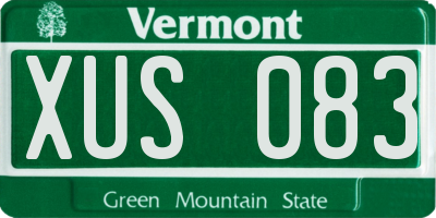 VT license plate XUS083
