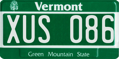 VT license plate XUS086