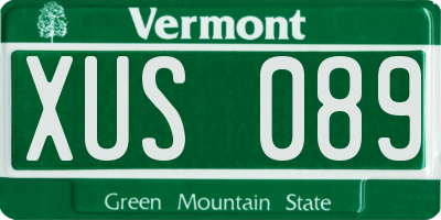 VT license plate XUS089
