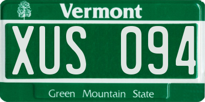 VT license plate XUS094