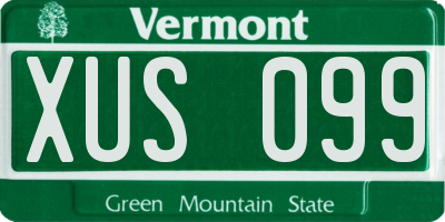 VT license plate XUS099