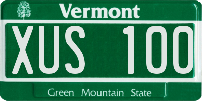 VT license plate XUS100