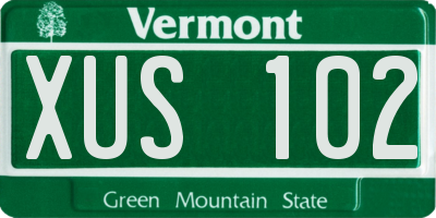 VT license plate XUS102