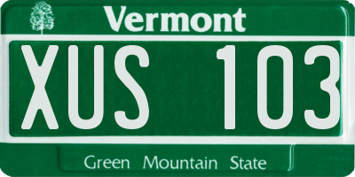 VT license plate XUS103