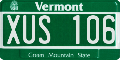 VT license plate XUS106