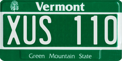 VT license plate XUS110