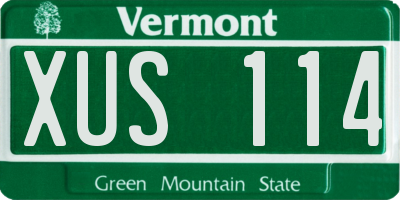 VT license plate XUS114