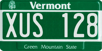 VT license plate XUS128