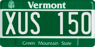 VT license plate XUS150