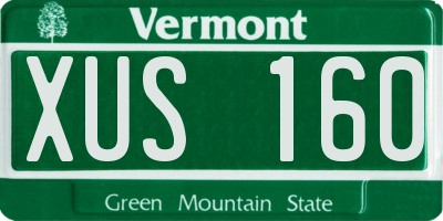 VT license plate XUS160