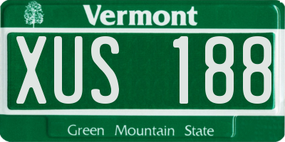 VT license plate XUS188