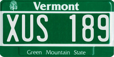 VT license plate XUS189
