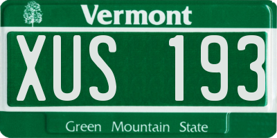 VT license plate XUS193