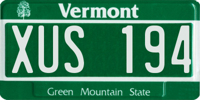 VT license plate XUS194