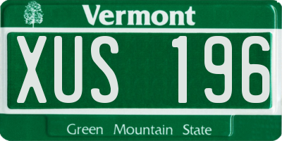 VT license plate XUS196