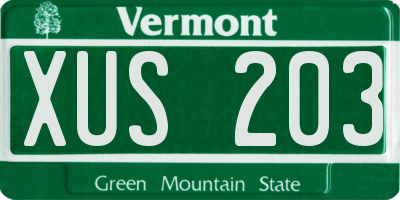 VT license plate XUS203