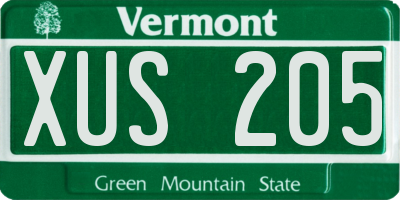 VT license plate XUS205