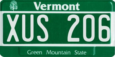 VT license plate XUS206